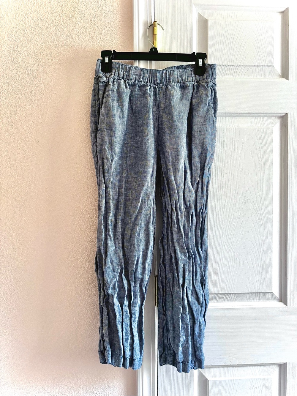 Cynthia Rowley Women’s 100% Linen Blue Crop Pants W/ Pockets Size S